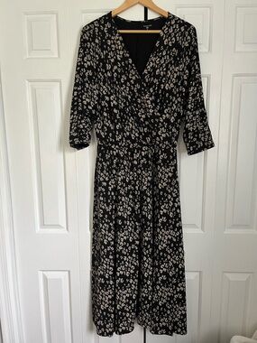 Garnet Hill Black Animal Print Dress - Large